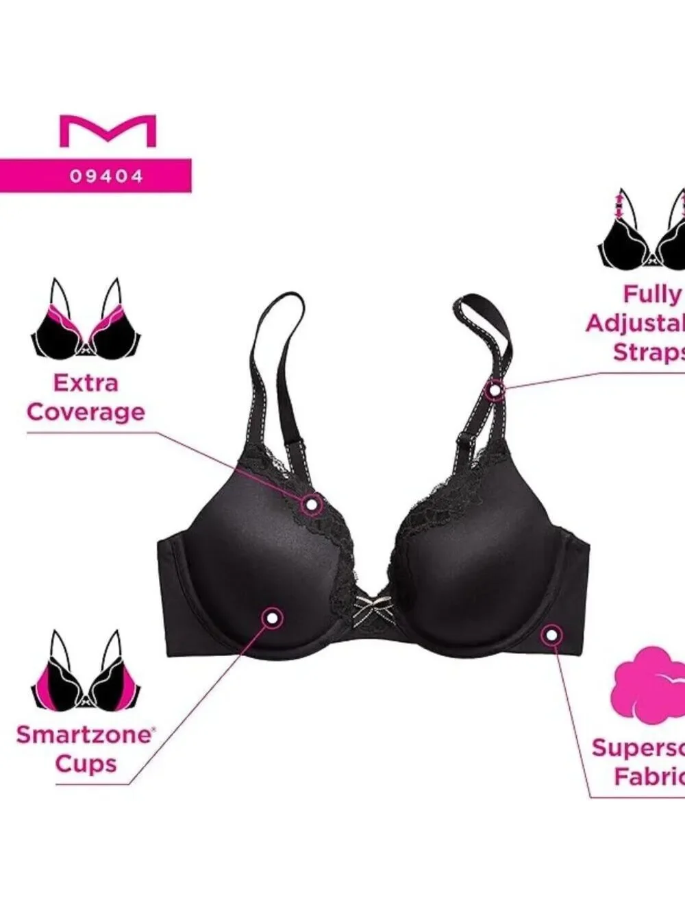 Maidenform Womens T-Shirt Bra, Comfort Devotion Underwire Bra 40D NWOT #9404